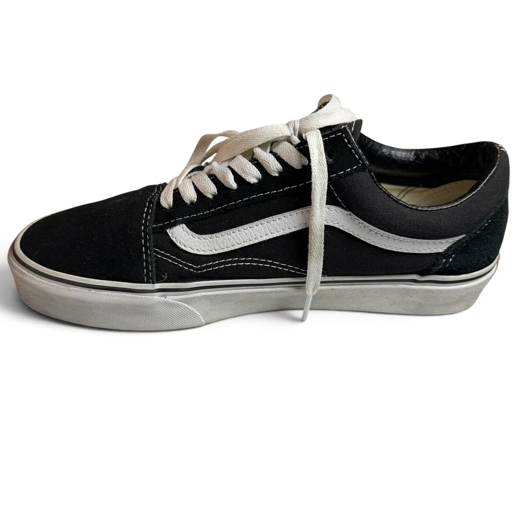 Vans Old Skool Black White Suede Canvas Skate Shoes Mens 8.5 Women 10 500714